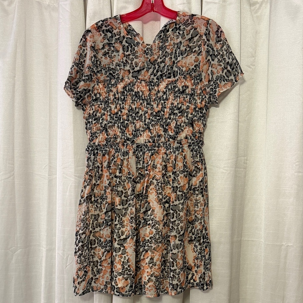 Animal Print Mini Dress - Black and pink